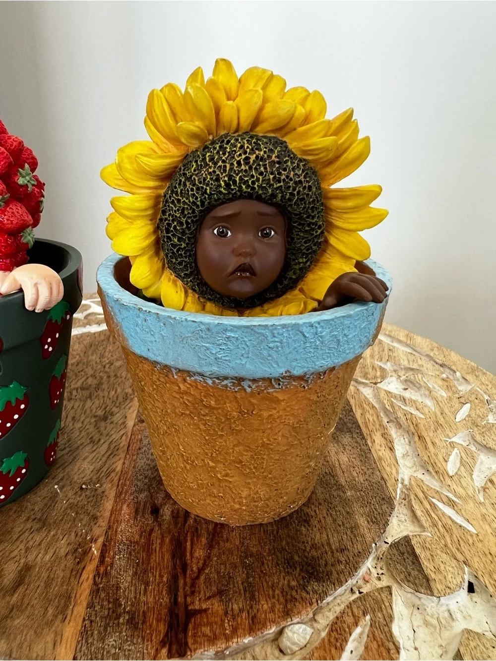 1998 Enesco Decorative Sunflower and Strawberry Set - Yellow & Red